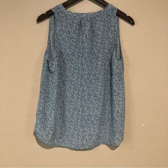 Joie Blue and White Sleeveless Silk Tank Blouse Size Large - Picture 6 of 9